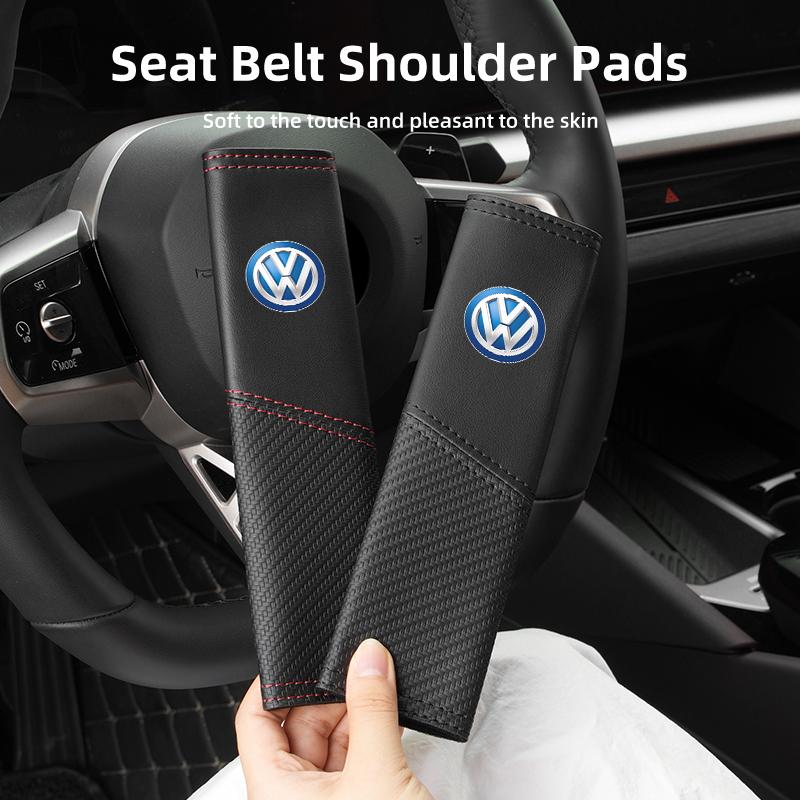LEG1 Car Seat Belt Cover Safety Belt Two-colour Splicing Shoulder Protection Pads For VW Tiguan CC Jetta Polo Passat T-ROC Touareg