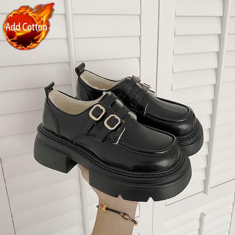 Vintage British Style Black Mary Jane Loafers Women's 2025 New Height Increase Trendy Versatile Loafers Fashion Shoes