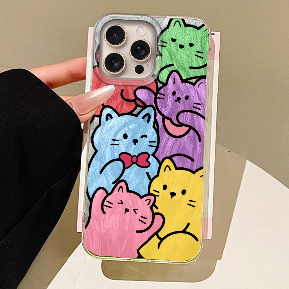 

Чехол для телефона с вишневым бантом и несколькими кошками для iphone 16 15 14 7 8 Plus 13 Pro Max SE 2022 X XS XR, силиконовый чехол для девочек, TPU-сумки, накладка iPhone XR белый