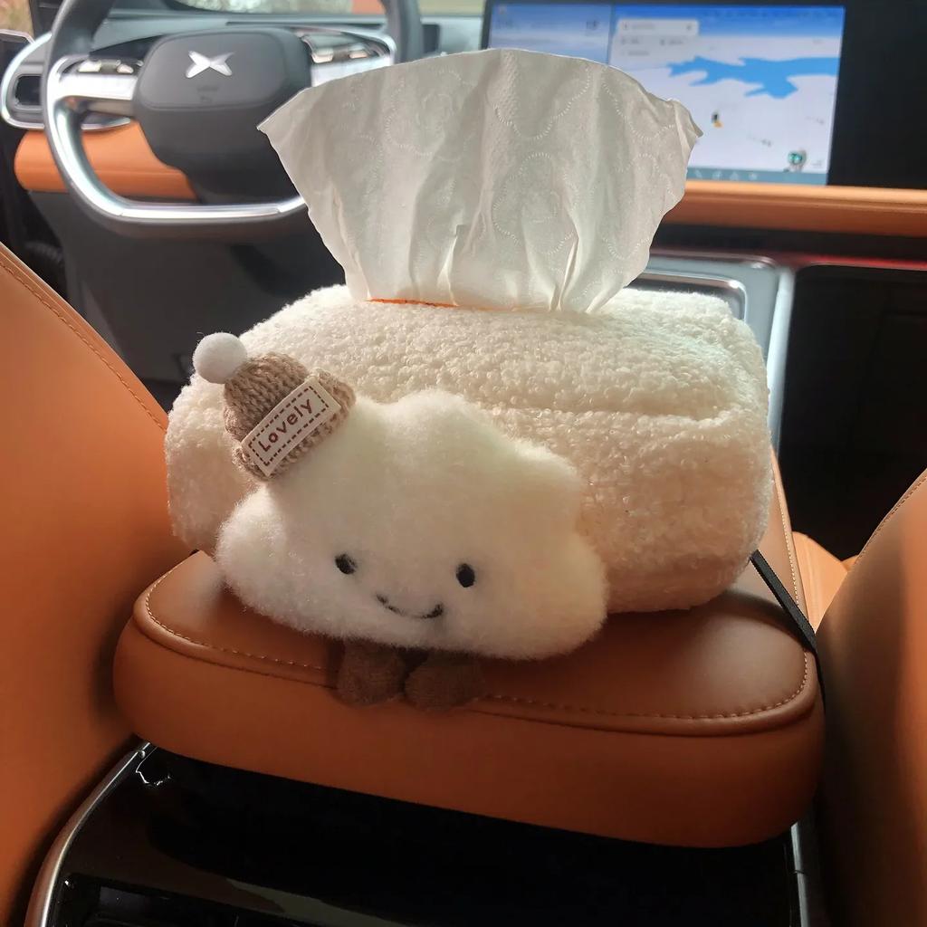 Car Tissue Box Car Armrest Box Tissue Bag Seat Car Tissue Bag Cloud Female Cute Car Products Amagi