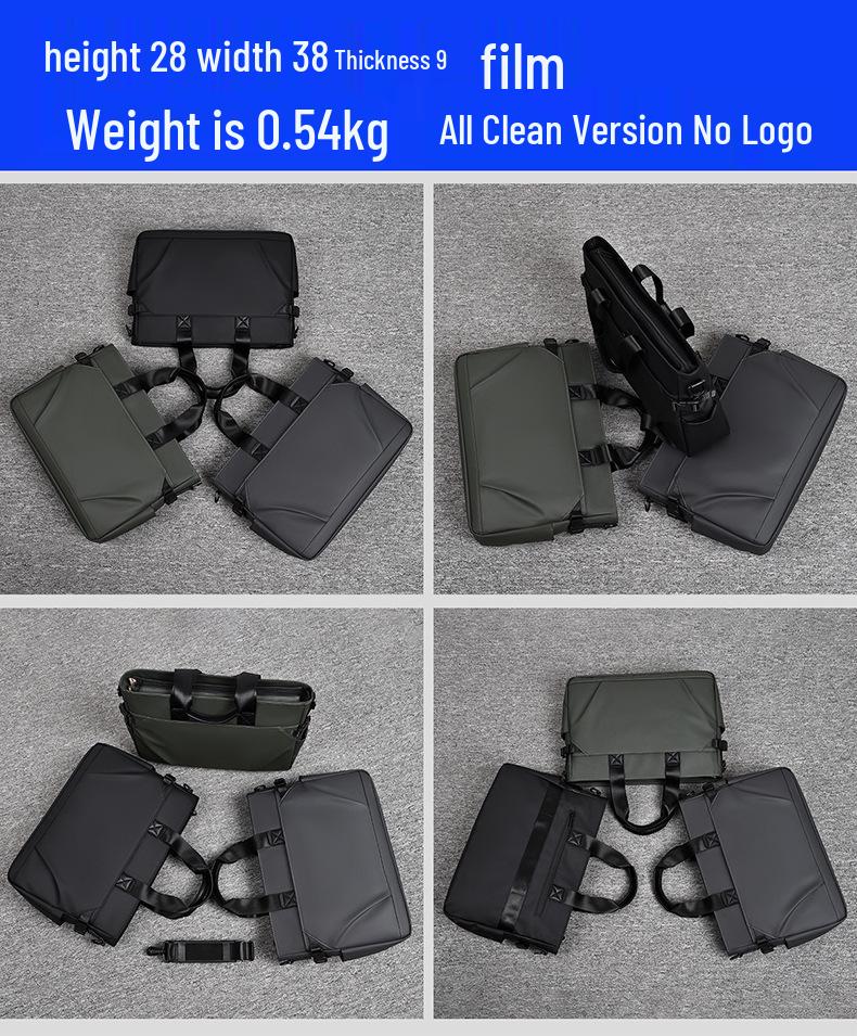 Men's Black Waterproof Oxford Briefcase – Large Capacity, Versatile Commuter Bag