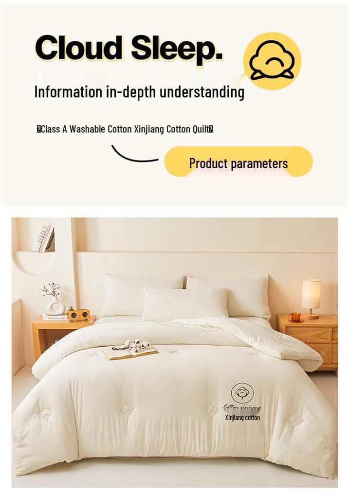 Premium Xinjiang Cotton Quilt: Thickened, All-Season Warmth for Double Bed.