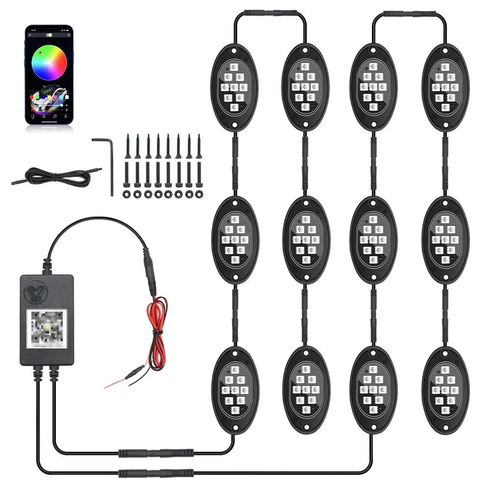 RGB LED Rock Light, Neues Rock Light für LKW mit APP/Fernbedienung & Musikmodus für Pickup Off Road Jeep SV ATV UTV Autos