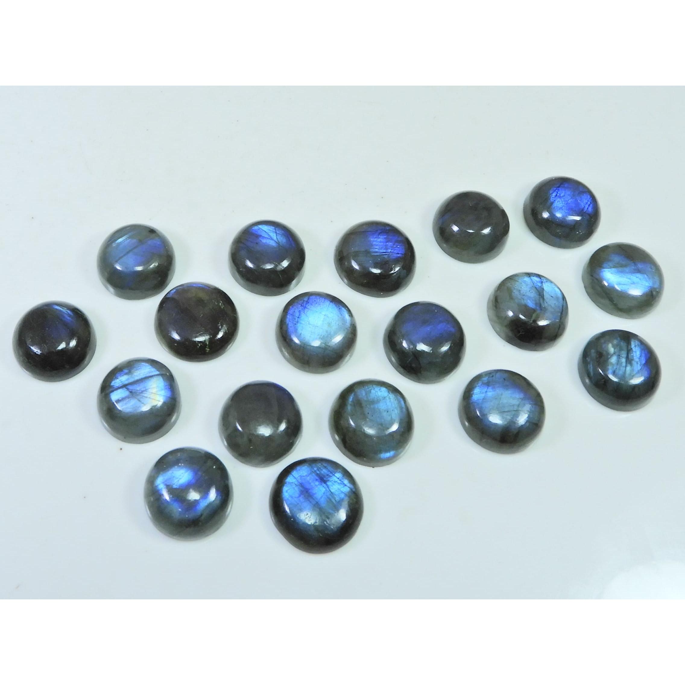 13X13MM Natural Labradorite Blue  Round Cabochon Loose Gemstone 18Pcs Lot C-1023