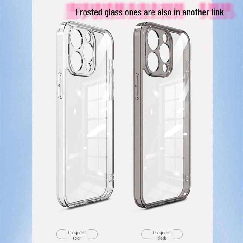 Transparent Glass Case for iPhone 17, 16 Pro Max, 15, 14 - Soft Edge, Drop-Proof Protective Cover