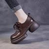 British style platform muffin heel small leather shoes women's autumn 2025 new lace-up loafers versatile casual shoes