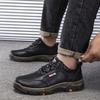 Men's Shoes Fashionable Leather Surface Comfortable and Warm Large Cotton Shoes Low Top Versatile Casual Leather Shoes Dad's Shoes