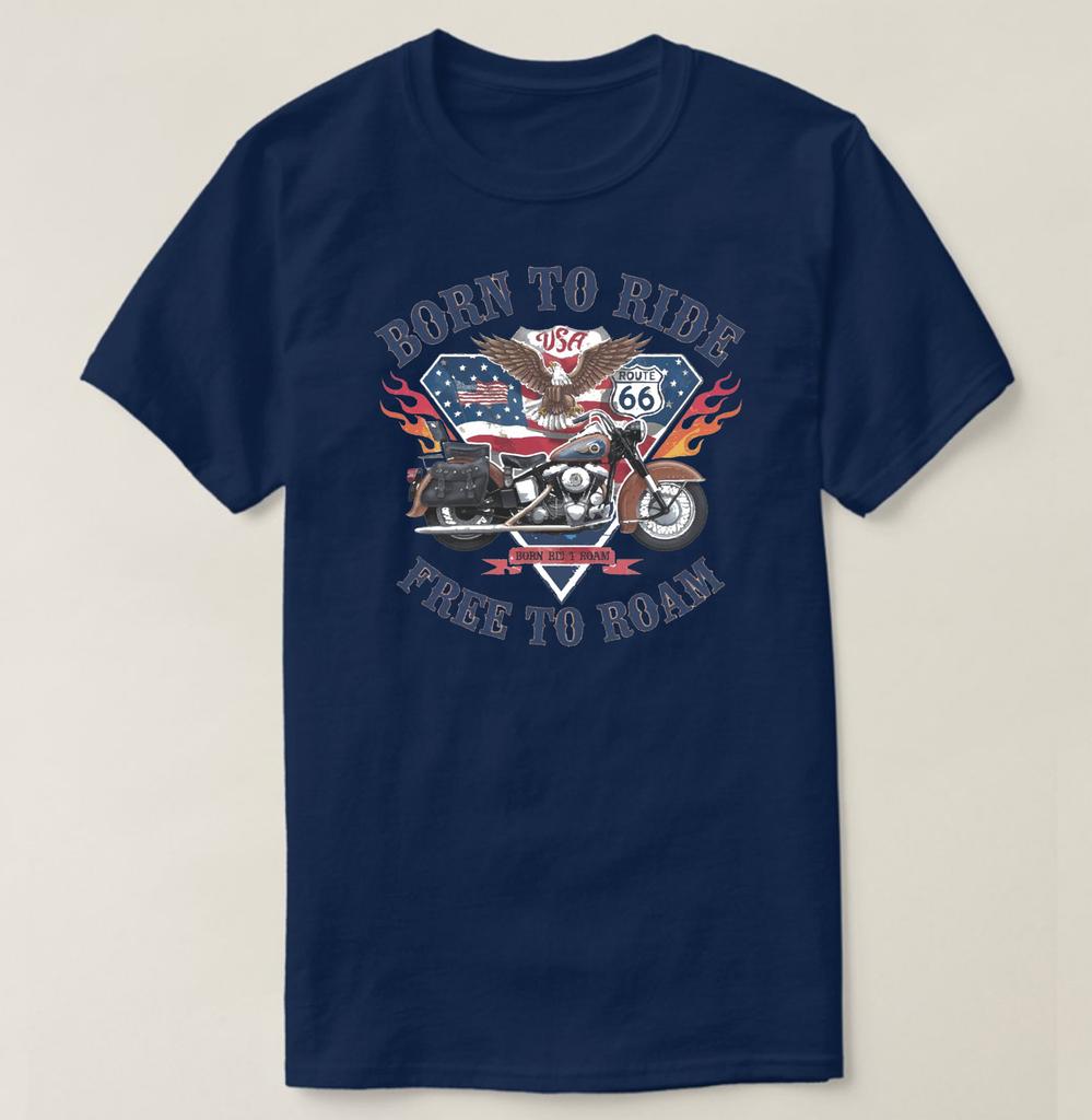 Classic Iconic Route 66 Emblem Eagle Motorcycle TShirt 100 Cotton ONeck Short Sleeve Summer Casual Mens Tshirt Streetwear