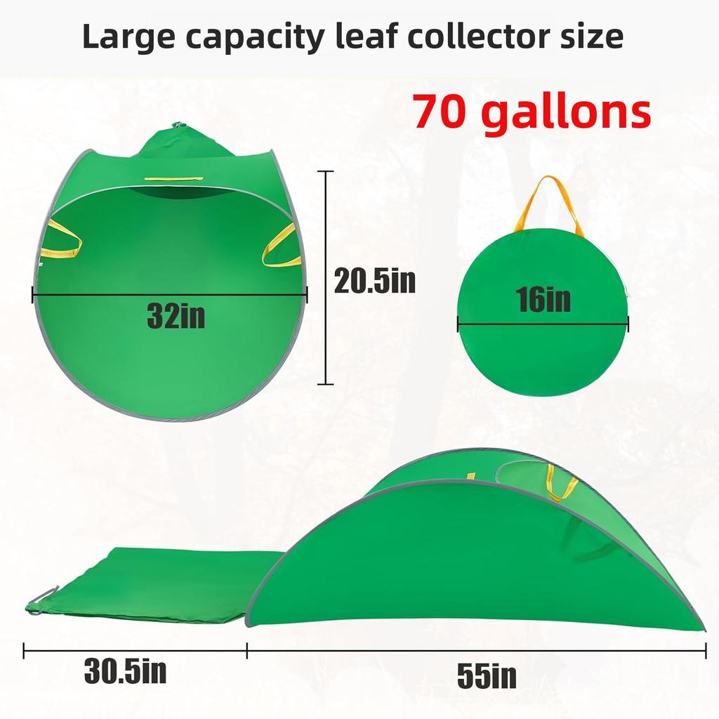 Nový vyskakovací opakovaně použitelný sběrač listí Skládací zahradní pytel na listí s rukojetí Odolná látková metla na listí pro venkovní úklid dvora
