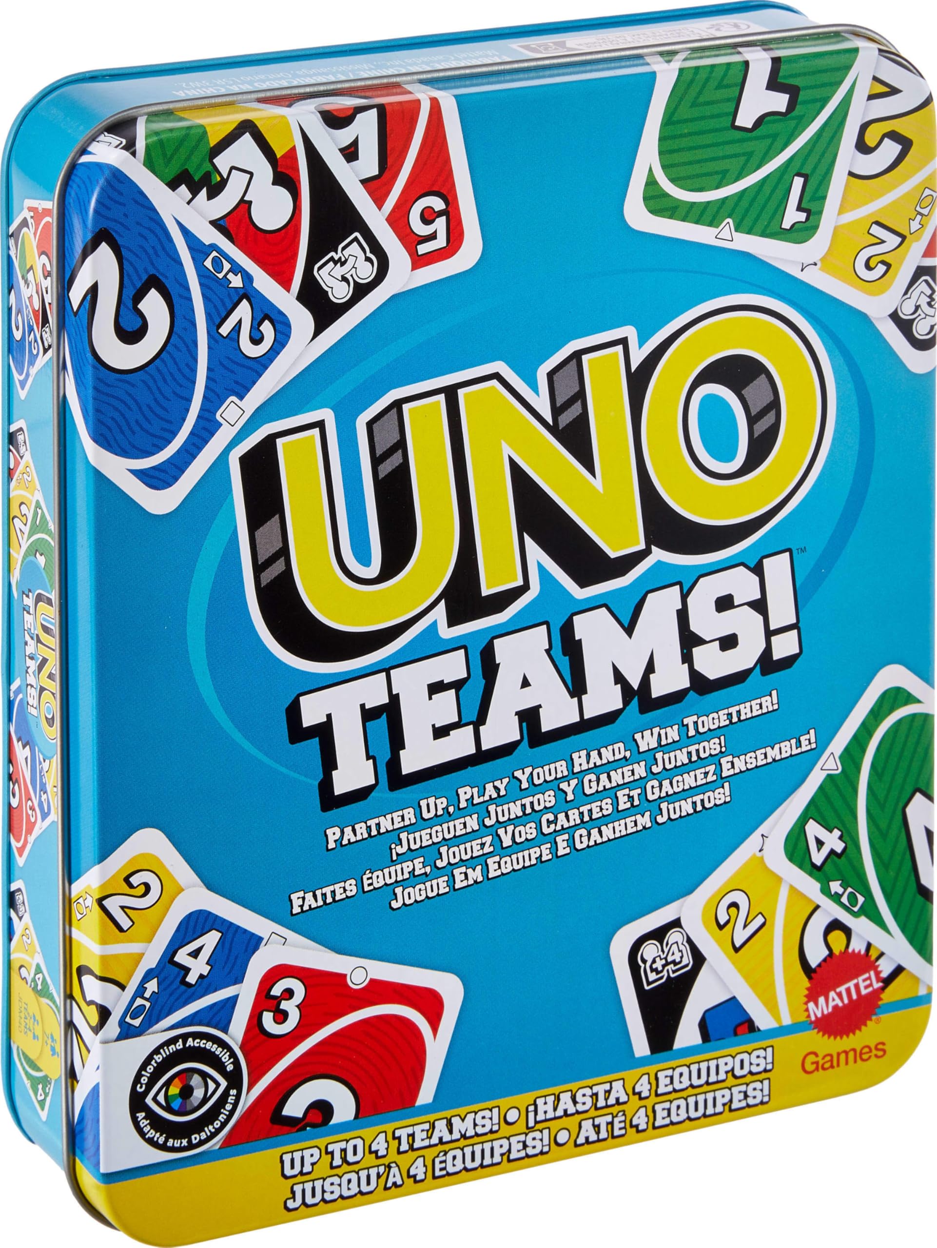 Mattel Games UNO Teams Card Game for Kids, Adults, Family Night, Parties, and Travel with Special Rules (Amazon Exclusive)