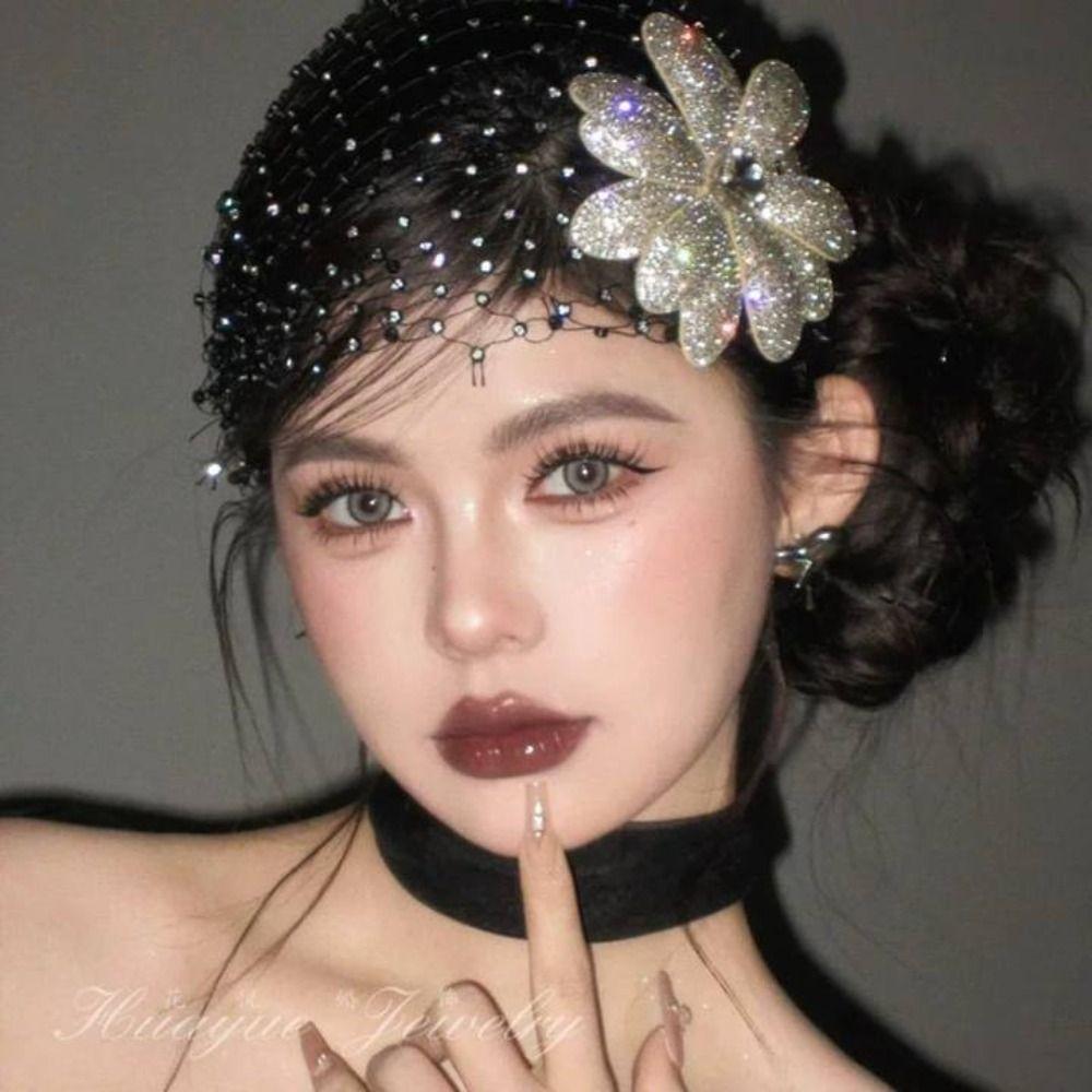 Exquisite Bride Head Net Black Wedding Headwear Fairy Bridal Veils  Hair Accessories