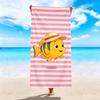 Cute Ocean Animal Beach Towel Large Red Crab on Green Stripes Microfiber Towel for Beach and Pool
