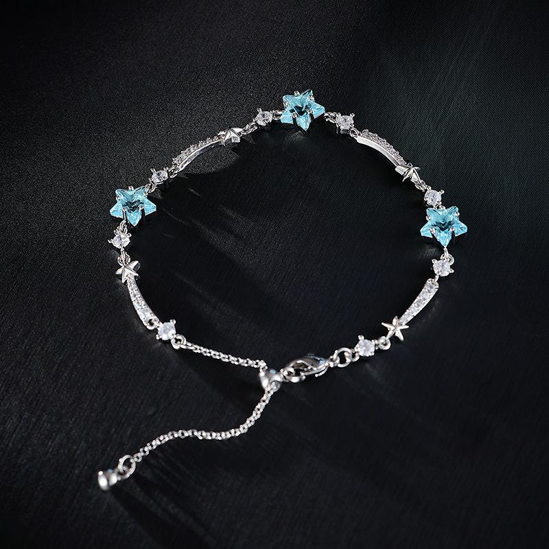 New Light Luxury Zircon Niche Sea Blue Star Necklace Dopamine Collarbone Chain High-end Neck Chain Fashion Accessories 2026