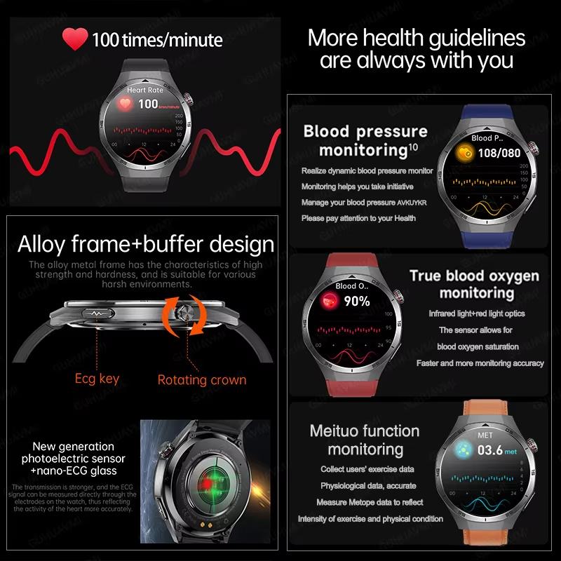 2025 Nové Zdraví Neinvazivní AI Diagnostické Chytré Hodinky EKG TK Pánské Tři Vysoké Kyselina Močová Krevní Tuk Bluetooth Hovor Chytré Hodinky