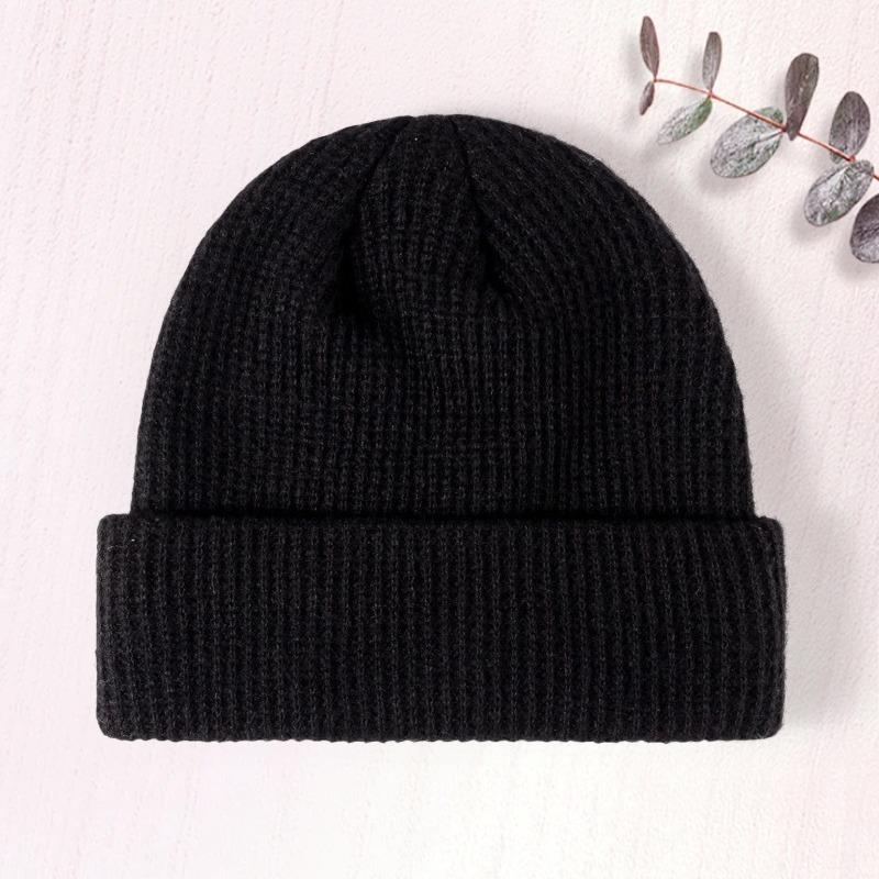 acrylic knitted hat flanged wool hat autumn and winter warm wool hat embroidery