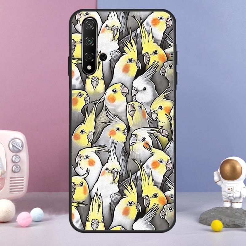Cartoon Cockatiel Collage For Huawei Nova 9 10 SE 3i 7i 8i 11i 12i Y60 Y61 Y70 Y72 Y73 Y90 Y91 P20 P30 P40 Lite Case