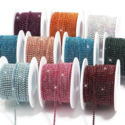 10 Yards 2mm 3mm Farbige Strasskettchen Dichte Modische Kette Zum Nähen von Bekleidung Glas Strass Cup Chain DIY Kopfschmuck Heimdeko