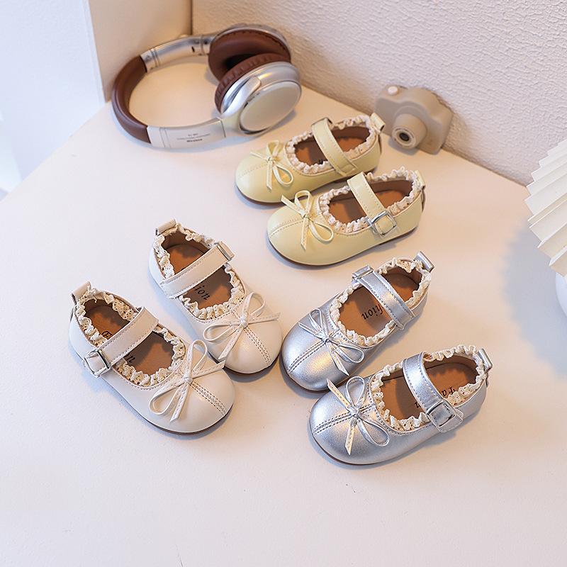Children's leather shoes2026New Autumn Korean Style Girls' Versatile Bow Princess Shoes Student Soft Sole Flats
