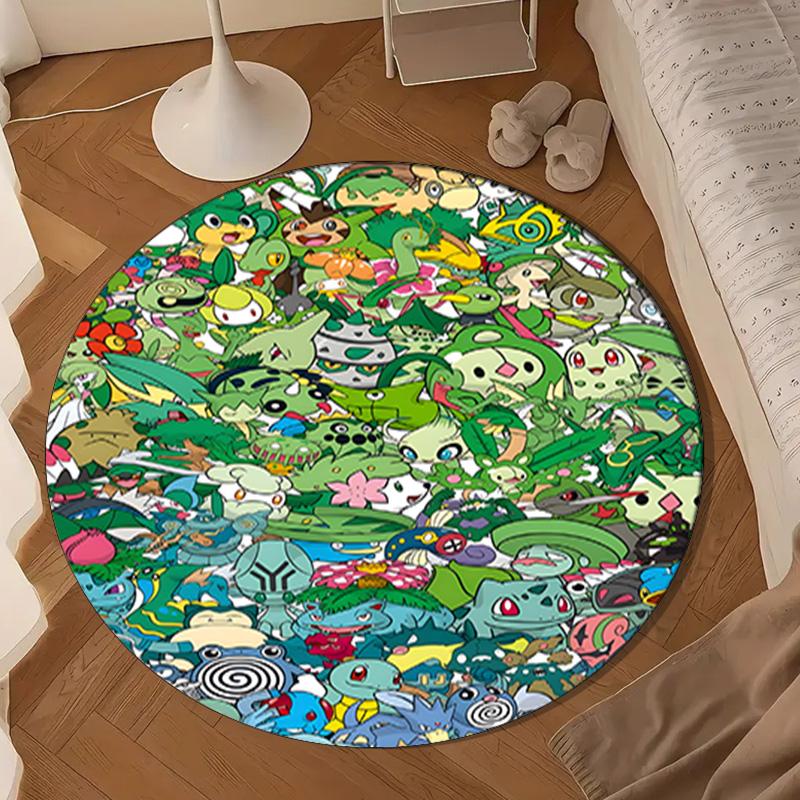 Cute Pika Adventure Round Rug for Livingroom,Bedroom, Palyroom, Chair Rug, Area Rug, Circle Carpet, Large Size Fan Christmas Gift
