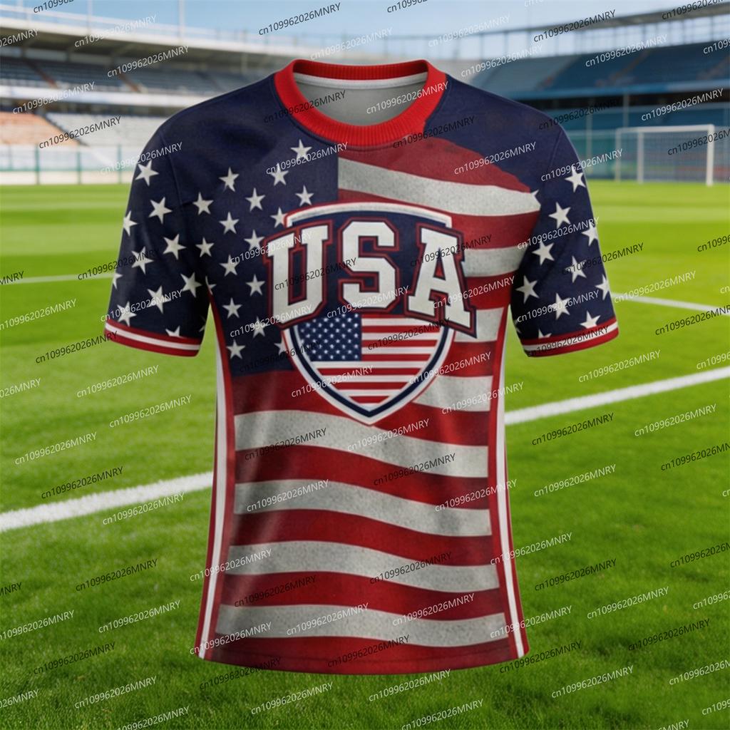 2026 USA Flagge Emblem T-Shirt Herren T-Shirt Amerikanisches Fußballtrikot T-Shirts Für Herren Mode Herrenbekleidung USA Trikot Fan Trikot