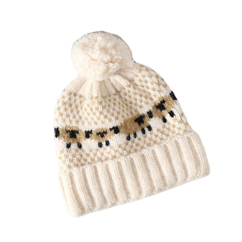 Fair Island Red Hat Women's Autumn and Winter Cute Wool Hat Showing a Small Face Warm Knitted Hat Ear Protector Cold Hat