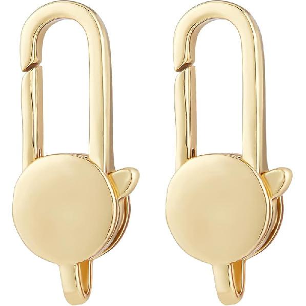 BENECREAT 6 Pcs 3 Styles Real 18K Gold Plated Oval Clasp Spring Clasp, Brass Metal Spring Gate Rings for Keychains Making