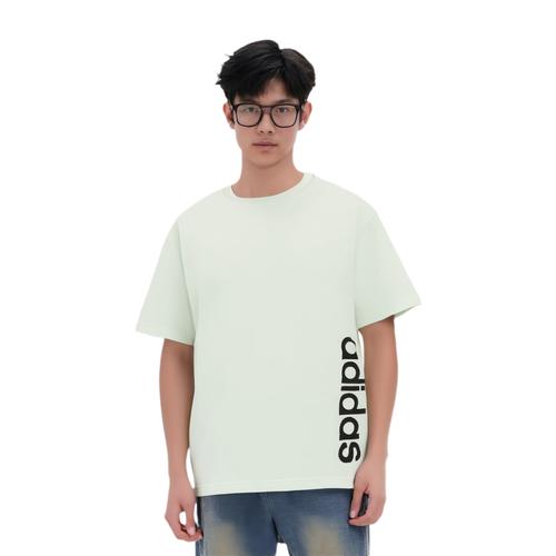 adidas Pullover Crew Neck Letter Short-Sleeve T-Shirt for Men, Light Green