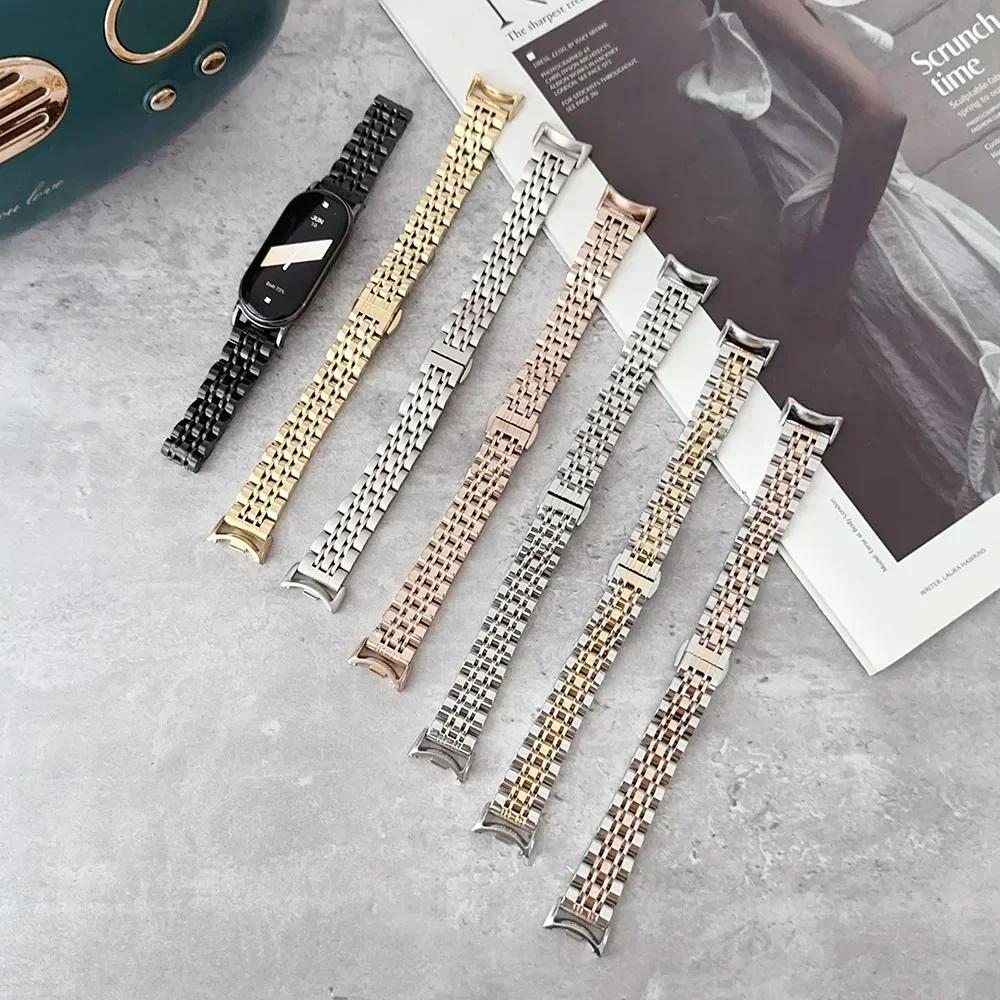 Stainless Steel Strap for Xiaomi Mi Band 10/9/8 Women Men Metal Watch Correa for Miband 8/9 Replacement Wristband Bracelet
