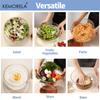 KEMORELA 1PCS Glass Salad Bowl Set with Wooden Base Large Hand-blown Glass Bowl Restaurant Essentials Fruit Salad Bowl