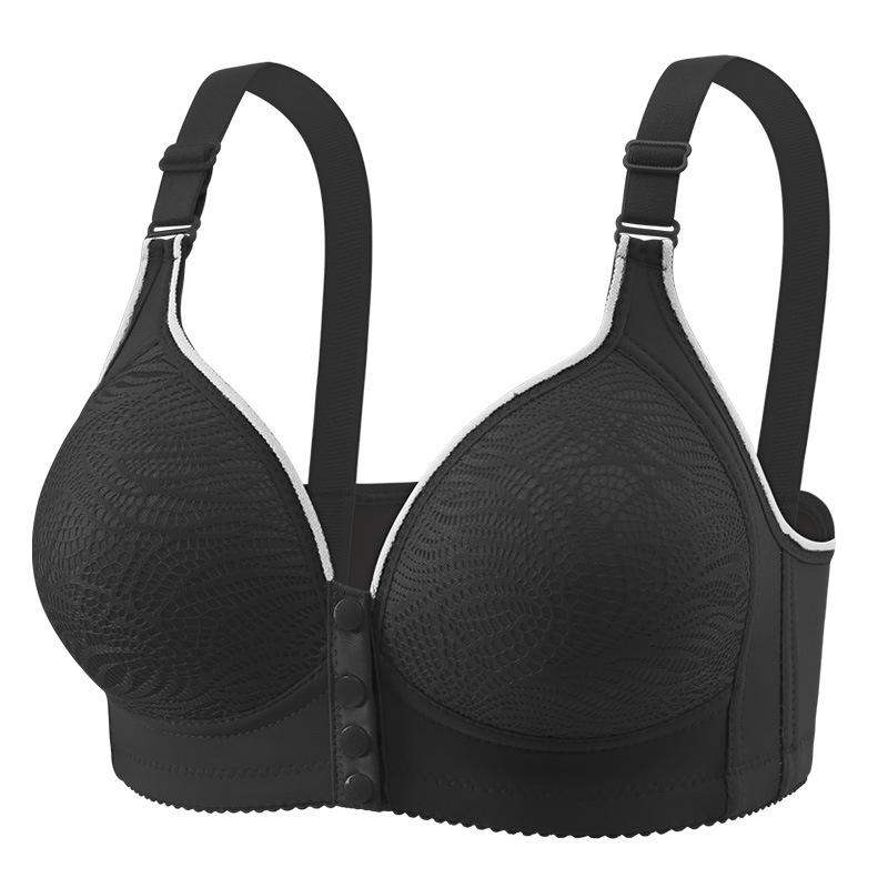 Large Size Front Button Nursing Bra, Gathered for Breathability and Comfort, with Side Breasts for Middle-aged Mothers Without Steel Rings