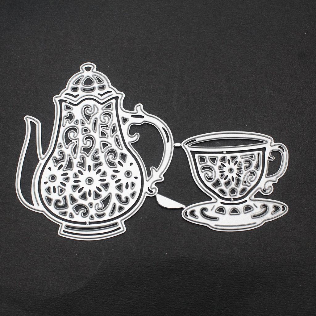 

Teapot Teacup Metal Cutting Dies for DIY Scrapbook Cutting Die Paper Cards Embossed Decorative Craft Die Cut dies серебряный