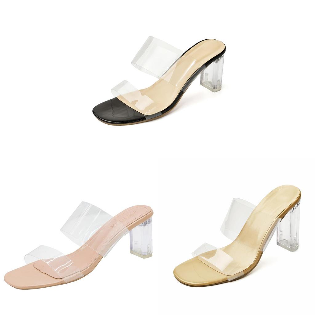 Summer Transparent High Heel Sandals With Pvc Sole For Adult Women