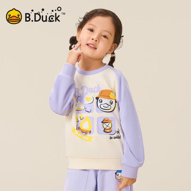 B.Duck Girls' Cartoon Long-Sleeve Crewneck Sweatshirt