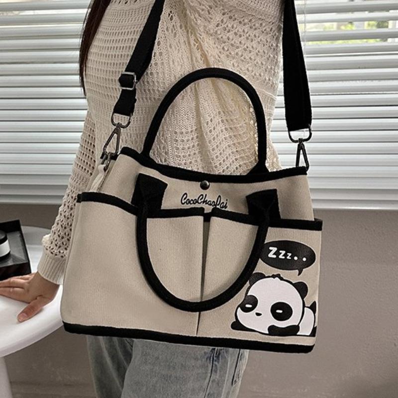 Adjustable unique panda style shoulder bag for women high quality niche design bag large capacity versatile crossbody bag
