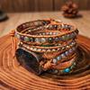 Bohemian Style Adjustable Natural Labradorite & Creative Hand-Woven Bracelet - Vintage 5-layer Wrap Stunning Design for Everyday and Holiday Wear,