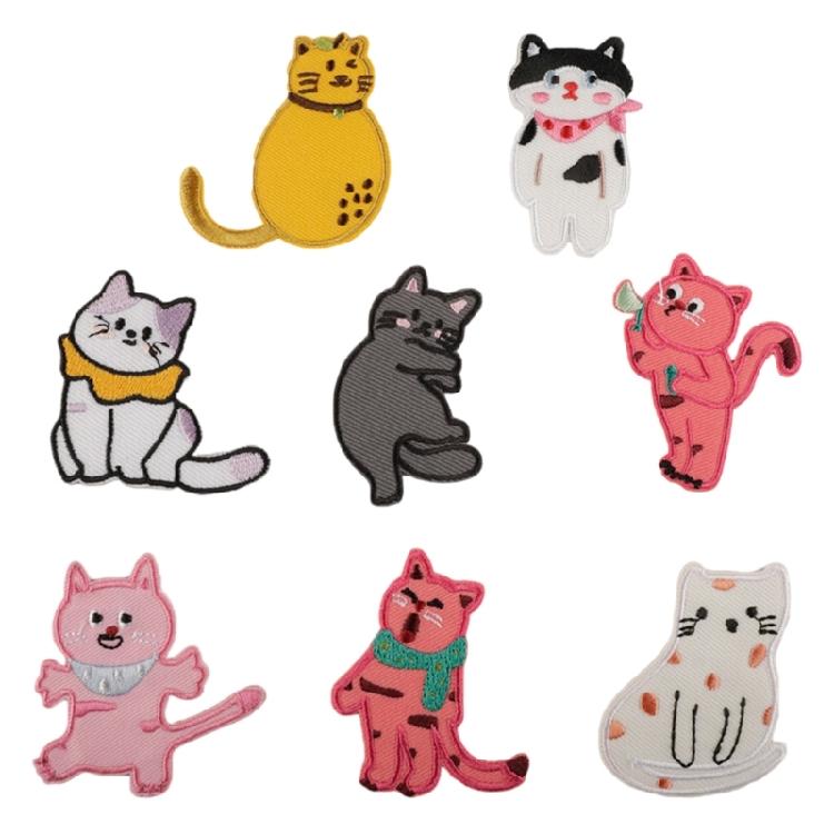 

8Pieces Cats Theme Fabric Patches Sewing On Embroidery Applique For Hats Backpack Kids Clothes Repair Patches Decoration 1