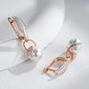 Fashion Crystal Flower Pearl Drop Earrings For Women  Rose Gold  Color Mix Boho Ethnic Wedding Jewelry Gift