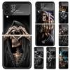 Grim Reaper Skull Skeleton Hard PC Phone Case For Samsung Galaxy Z Flip 6 5 4 3 Black Cover ZFlip6 Flip5 Flip4 5G Foldable Print