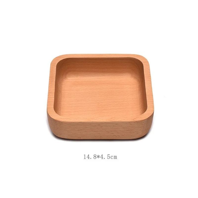Square Wooden Fruit Salad Bowl Plate Dried Fruit Cake Snack Plates Retro  Tableware Simple Tea Tray Dessert Snack Plate