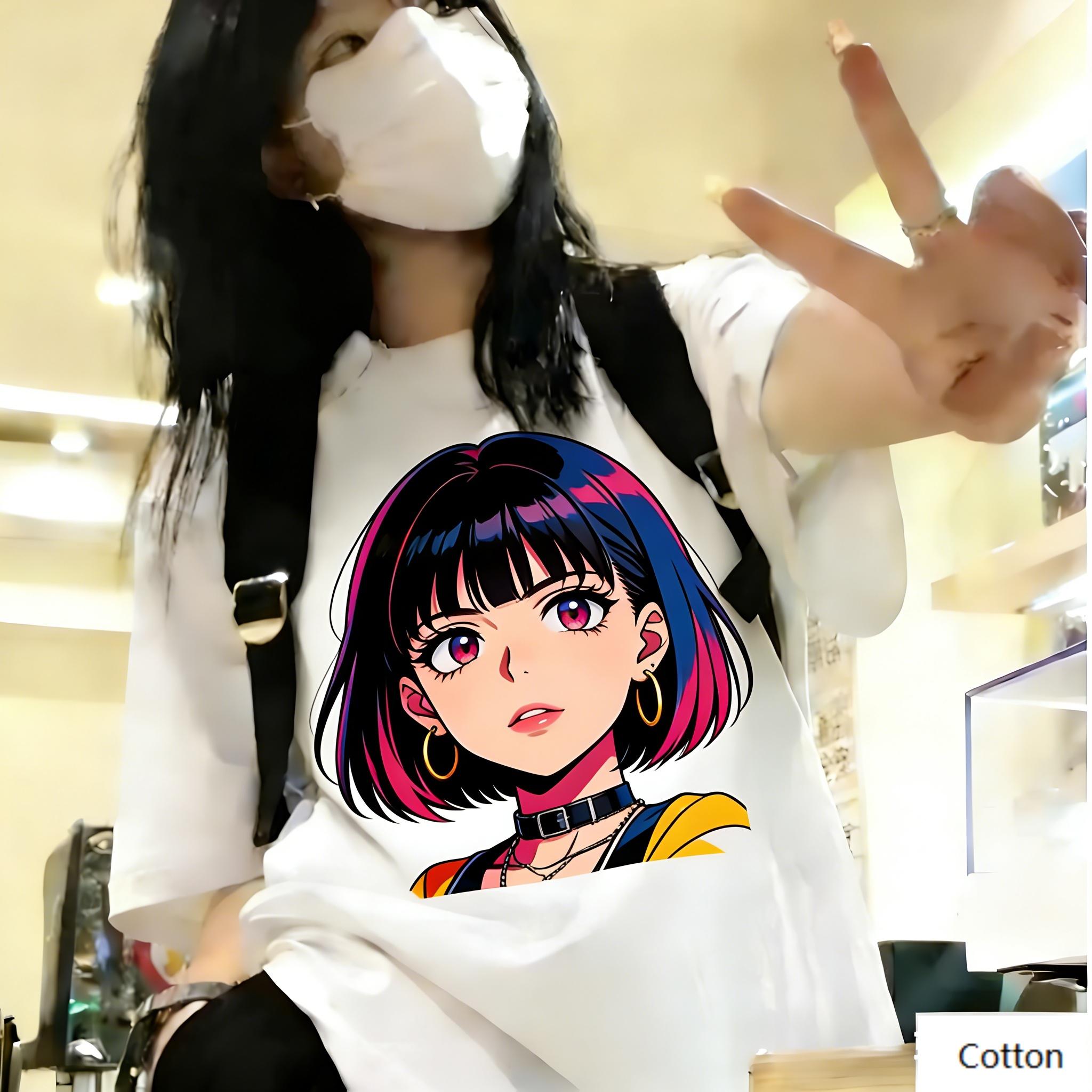 

Sweet Style Unisex Cotton TShirt Featuring Cute Blonde Twin Tail Anime Girl Design Japanese Kawaii Style Top 4XL