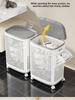 Large Capacity Laundry Hamper with Wheels Bathroom Cart Dirty Clothes Basket Covered Wheelbarrow Home Storage Basket
