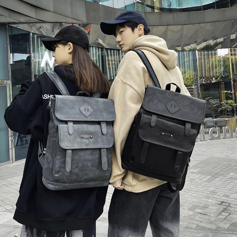 New Soft Leather Business Commuter Backpack Large Capacity Computer Schoolbag Versatile College Style Backpack