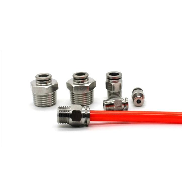 Pneumatic Tube Connector SS304 SS316L Tri Clamp TC25.2MM-77.5MM air hose fittings PC 4MM-16MM Stainless SteelClamp Push In Quick