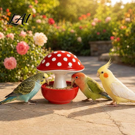 Corrosion Resistant Bird Feeder Resin Mushroom Feeder Spill Proof No Mess Cage