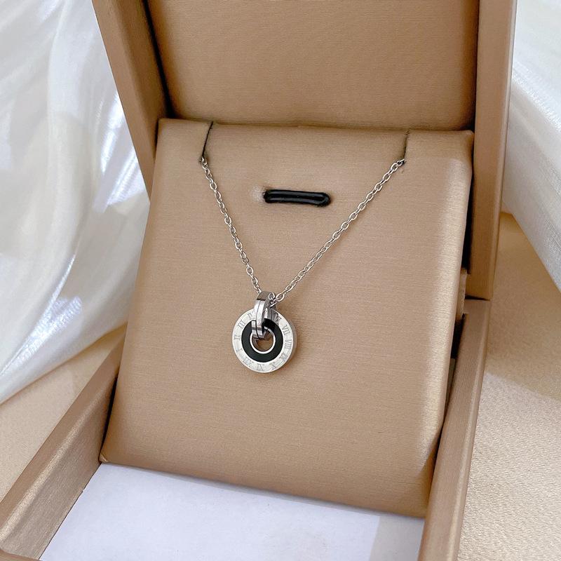 Bague Romaine Poêle Minimaliste Collier en Or Véritable Chaîne de Clavicule Féminine Avec Bijoux