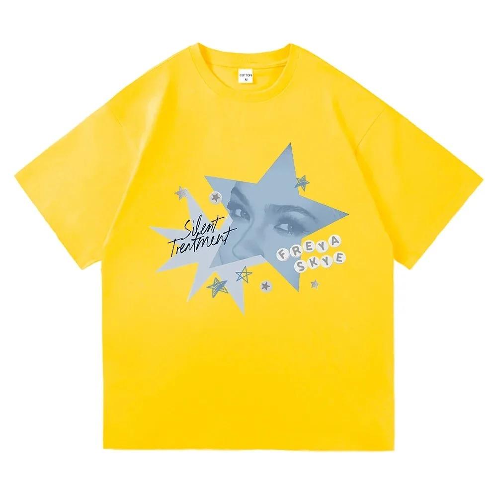 Freya Skye "Silent Treatment" Y2K Stern Grafik Oversized Streetwear Weißes T-Shirt für Modefans