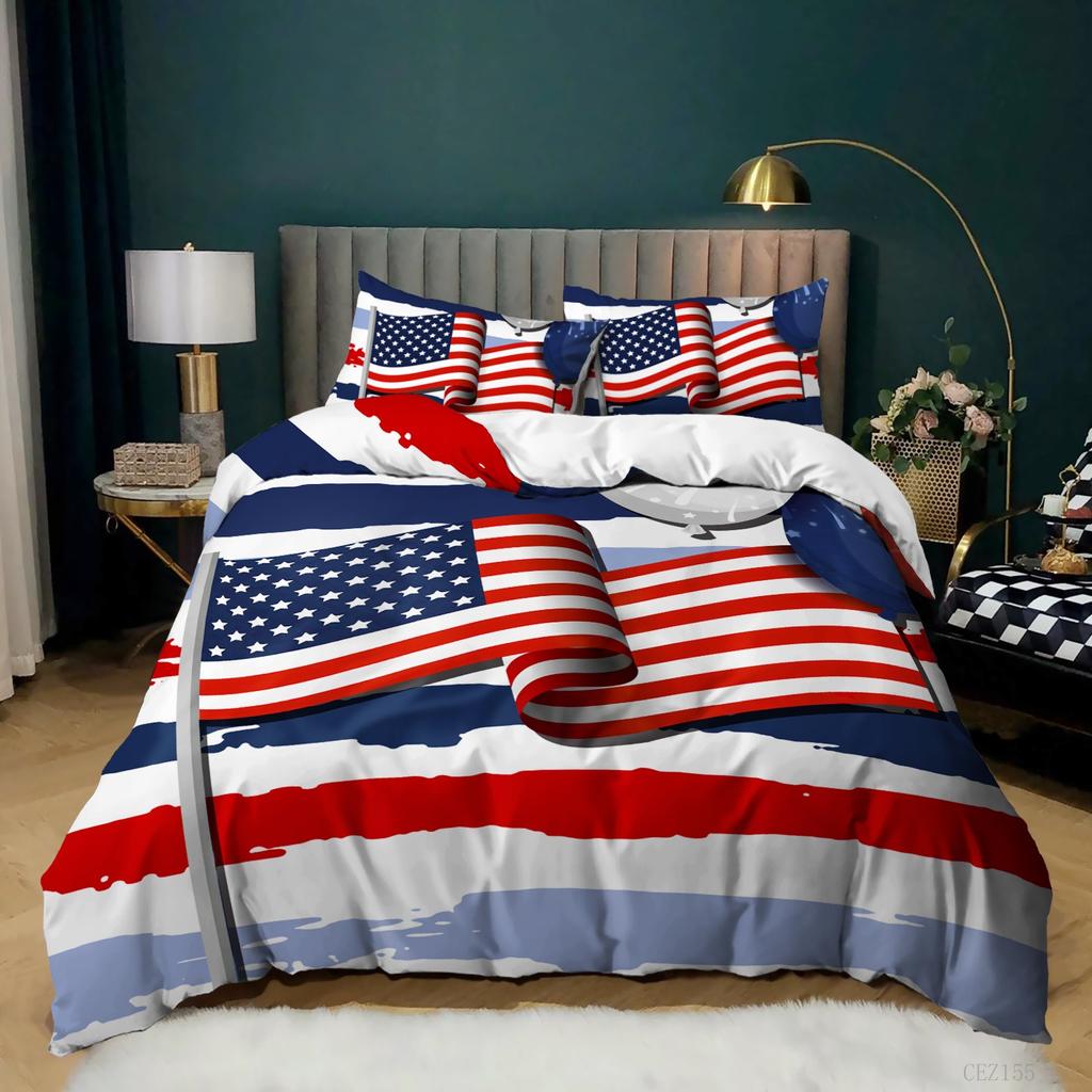 3D Striped Pattern National Flag Bedding Set Men Boy Duvet Cover Pillowcases 2/3pcs Single Double Bed Cover Gift Home Textile