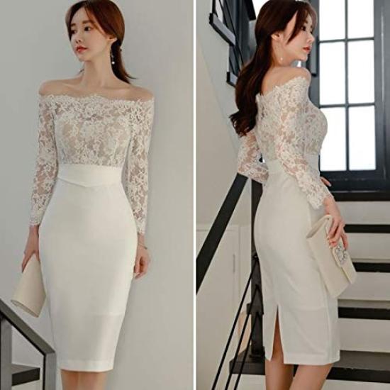 ISLAYCAOLILA Cabaret Mini Club Party Tight Midi Long Pencil CS8 Hella Dress, Dress, Dress, Dress, Dress, See-through, Off-the-Shoulder Lace, Sheer,