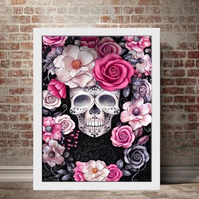 5D Diy Diamond Painting Cartoon Flowers and Skeletons Cross Stitch Set Full Diamond Embroidery Mosaic Art Picture of Rhinestones Decor Gift
