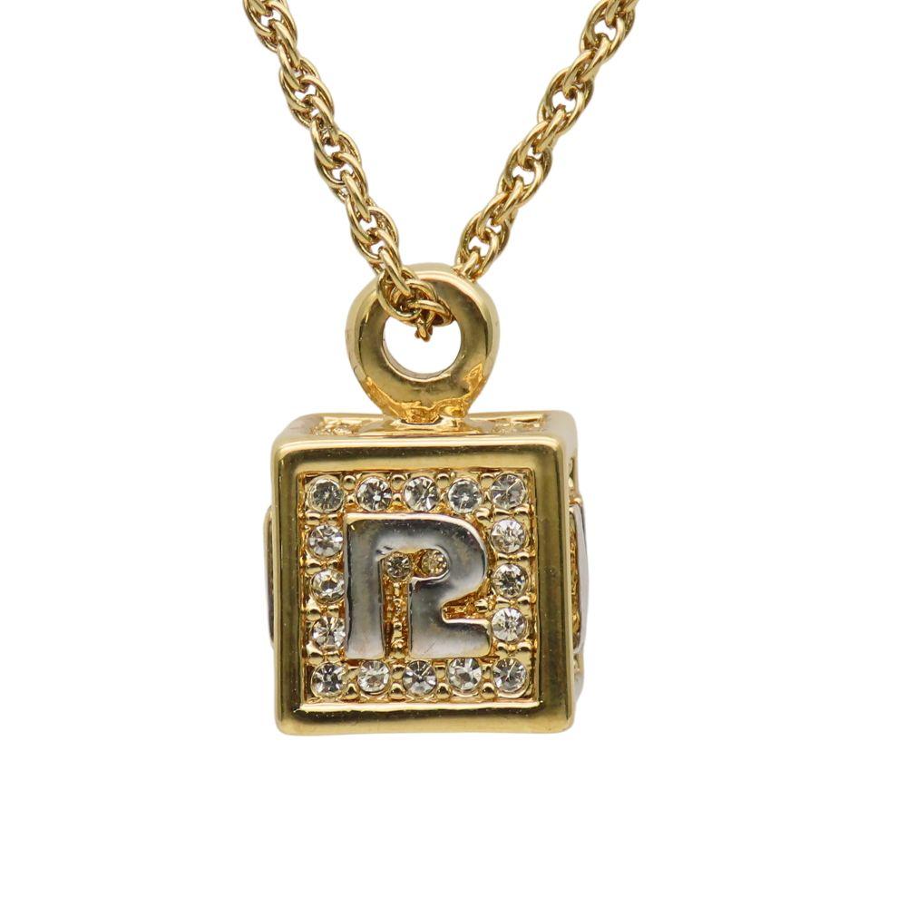 Used NINA RICCI Necklace metal/Rhinestone 16.9g gold Cube